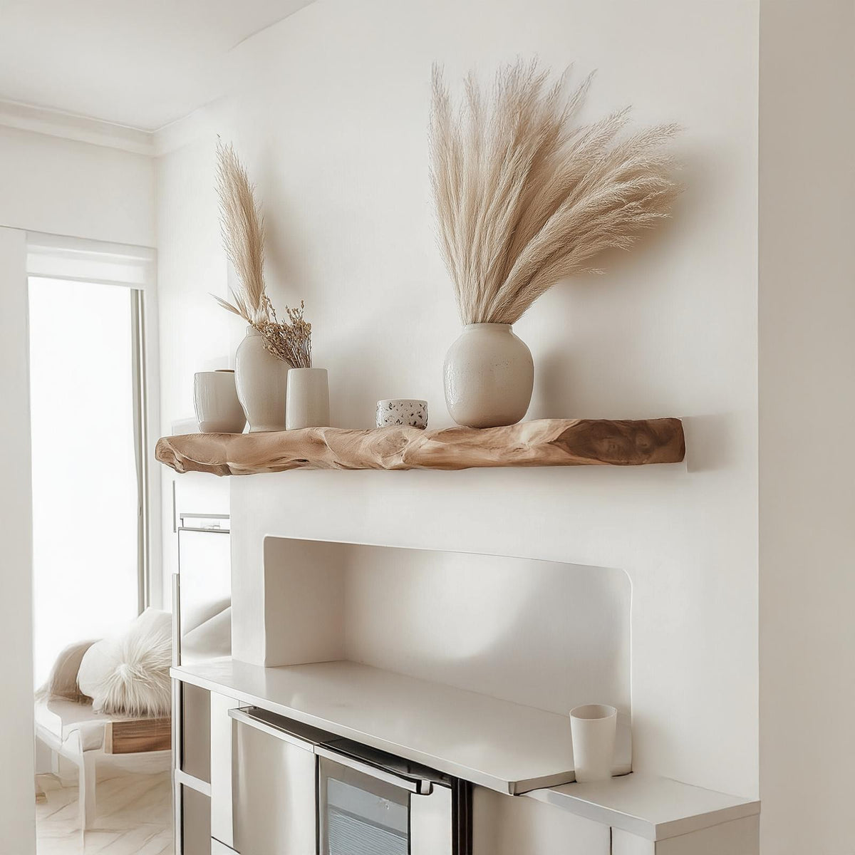 Live Edge Wood Floating Shelf – Boho Rustic For Kitchen Decor
