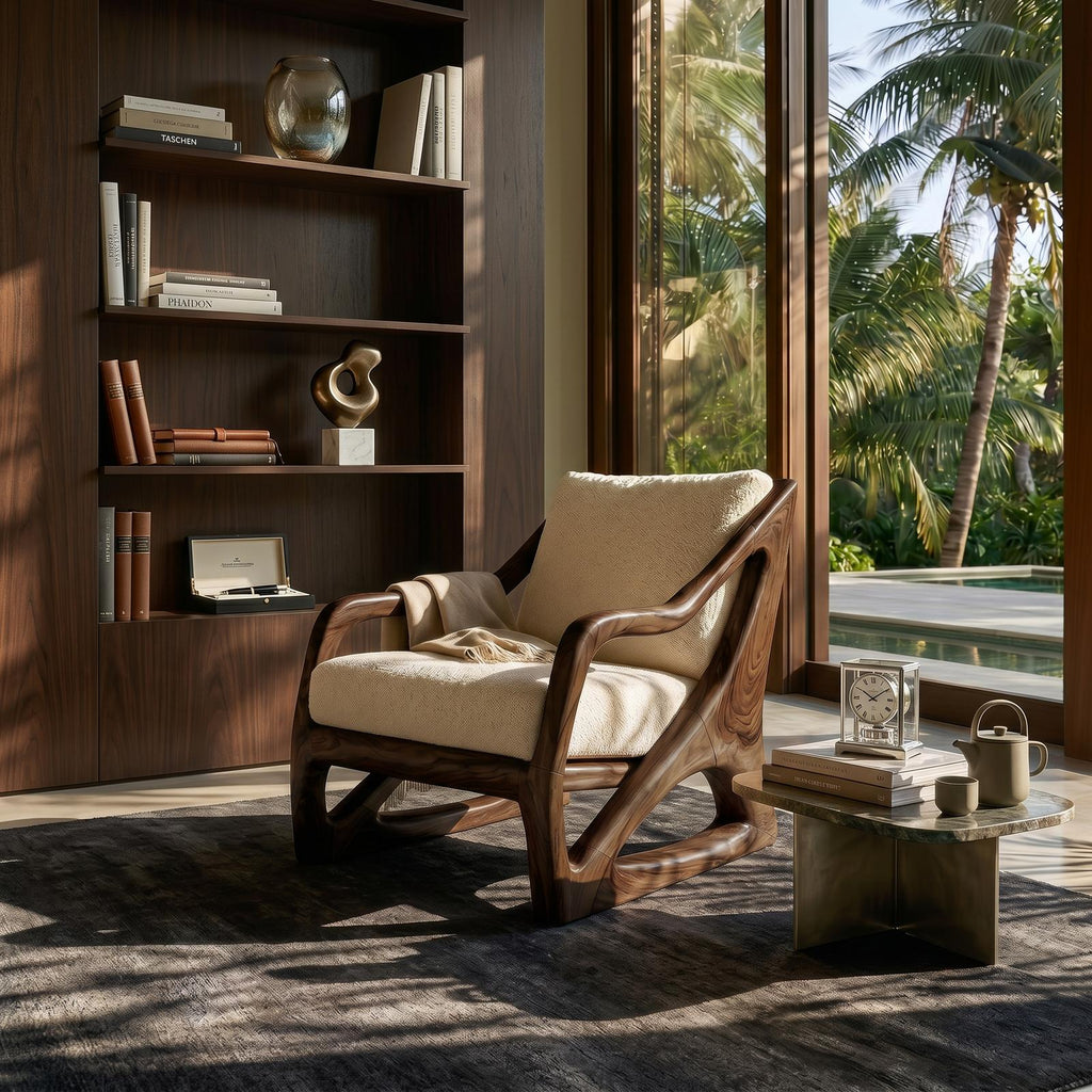 Modern Organic Wooden Armchair Luxury Living Space SILDTTRCHR020