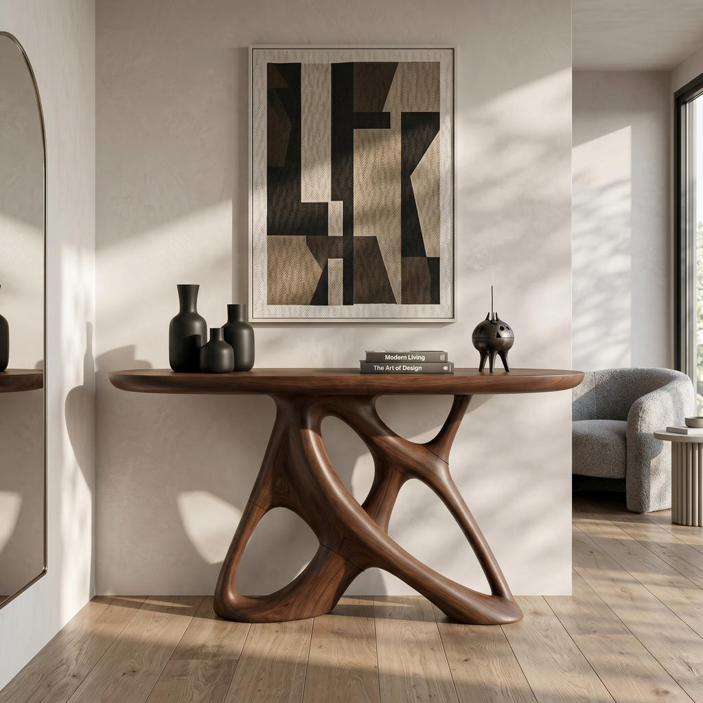 Organic Open Frame Console Table Designer Foyer