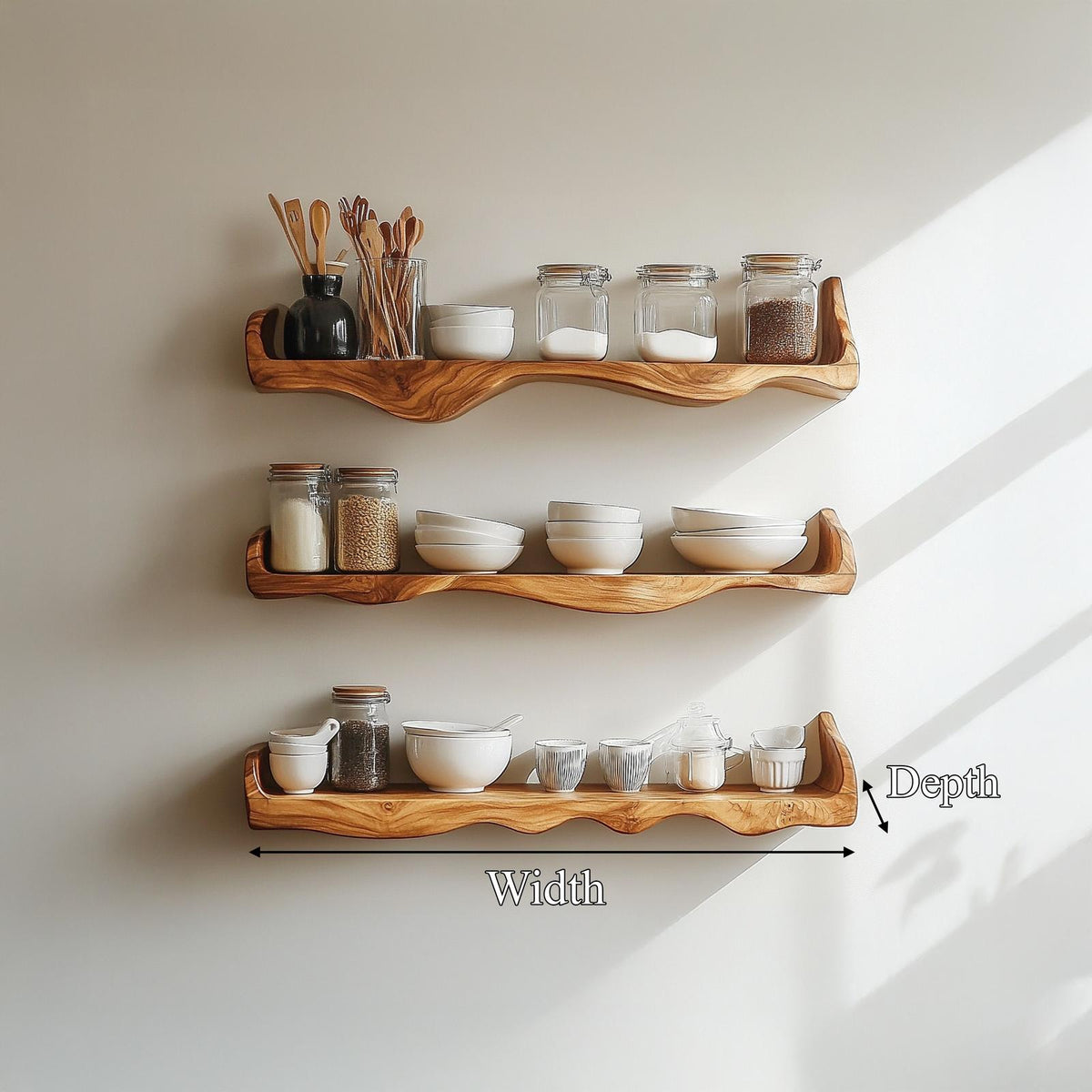 Rustic Wall Mounted Floating Shelf For Kitchen