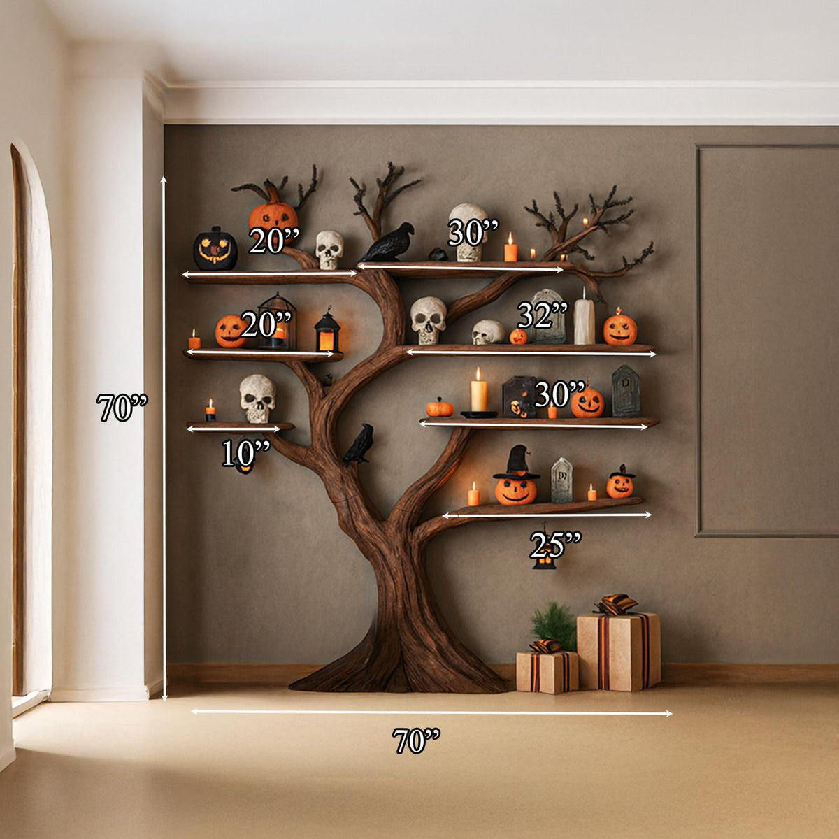 Rustic Tree Bookcase Entryway Halloween