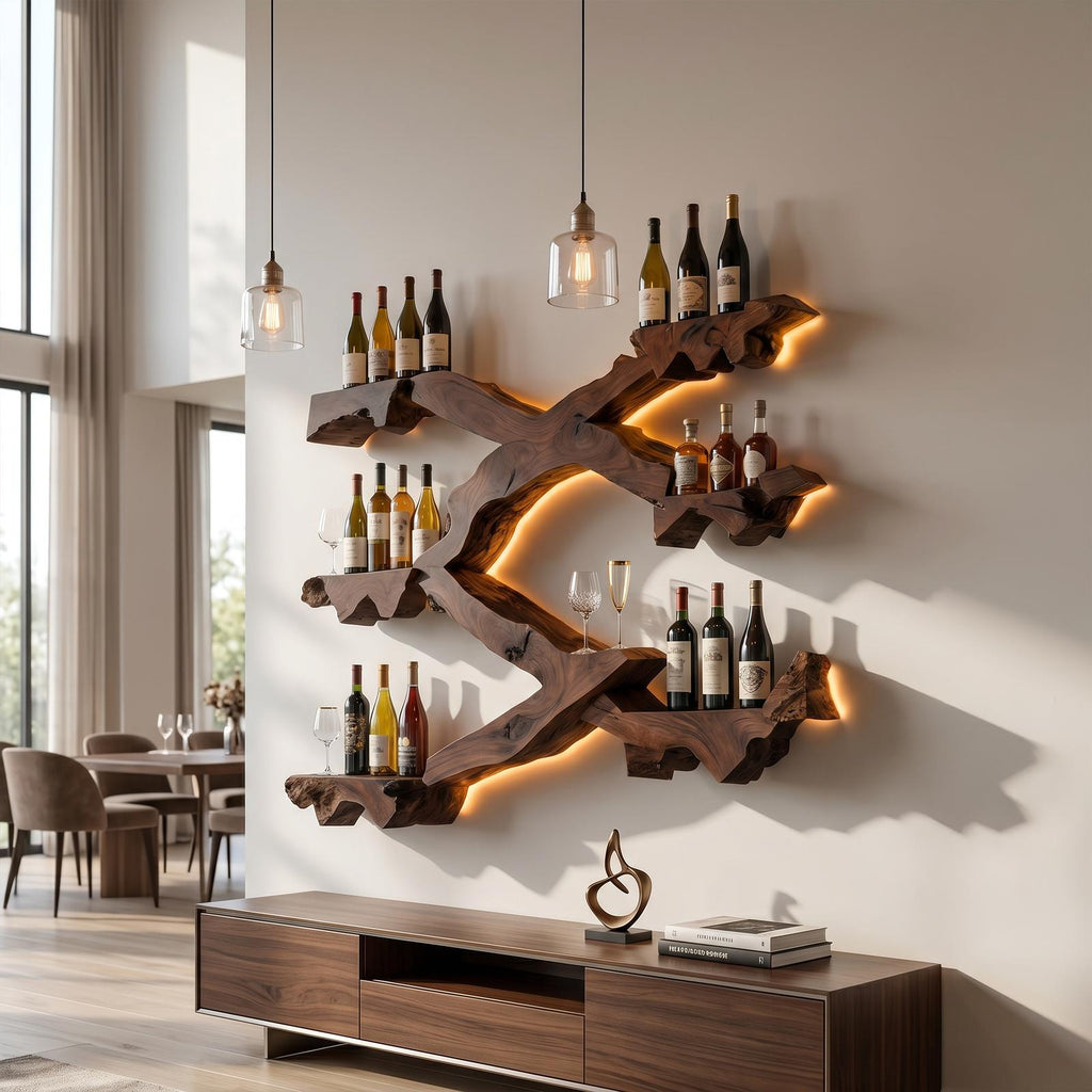 Rustic Wine Stand For Kitchen Vintage Organizer Shelf