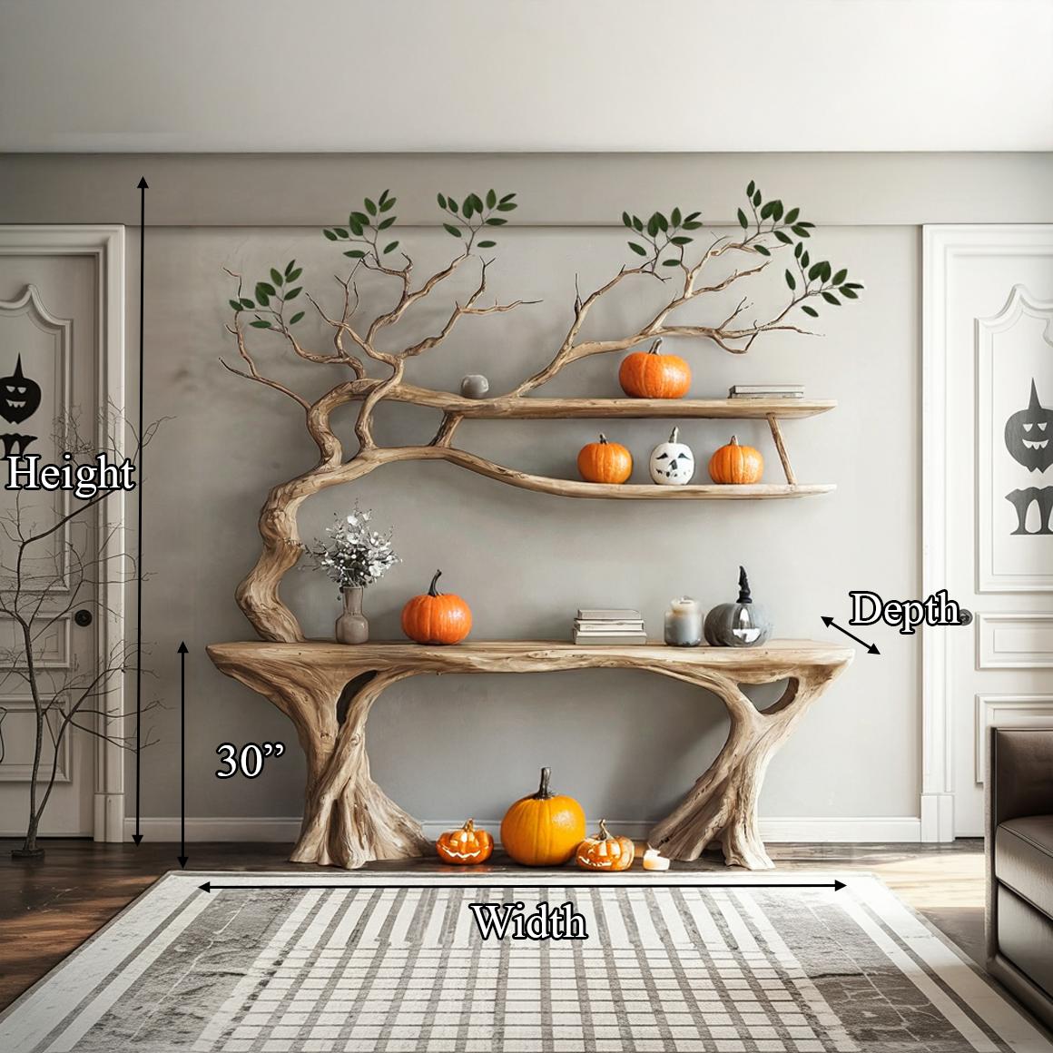 Rustic Tree Console Table, Handcrafted Wood Branch Entryway Table, Spooky Gothic Accent Hallway Sofa Furniture