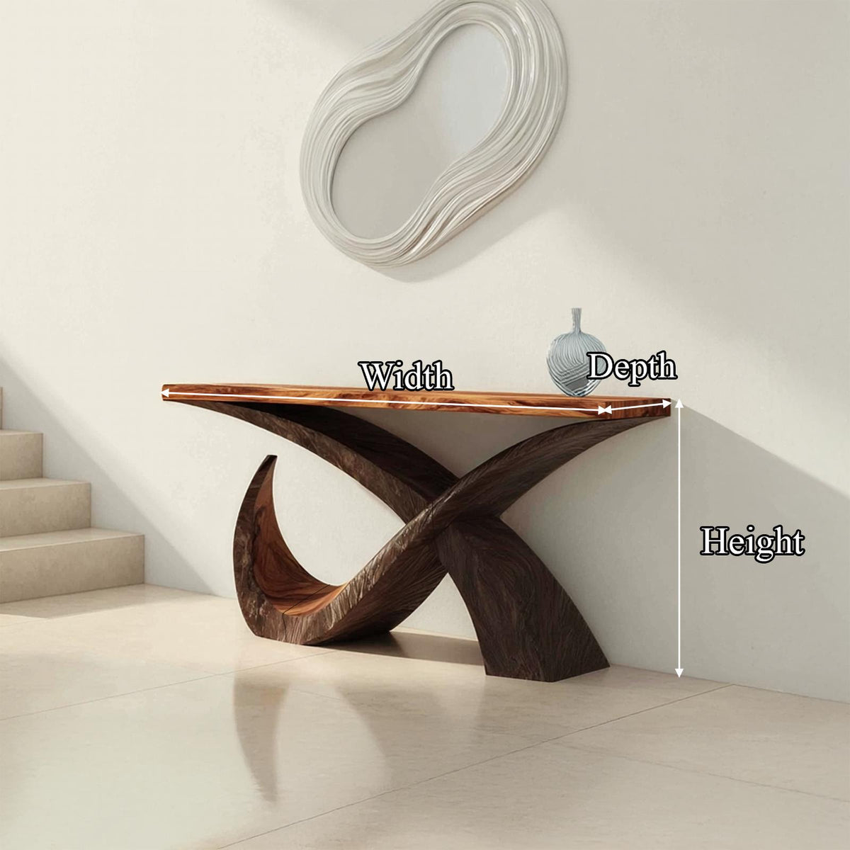 Mid Century Solid Wood Console Table, Living Room & Entryway Wooden Accent Sofa Table, Model