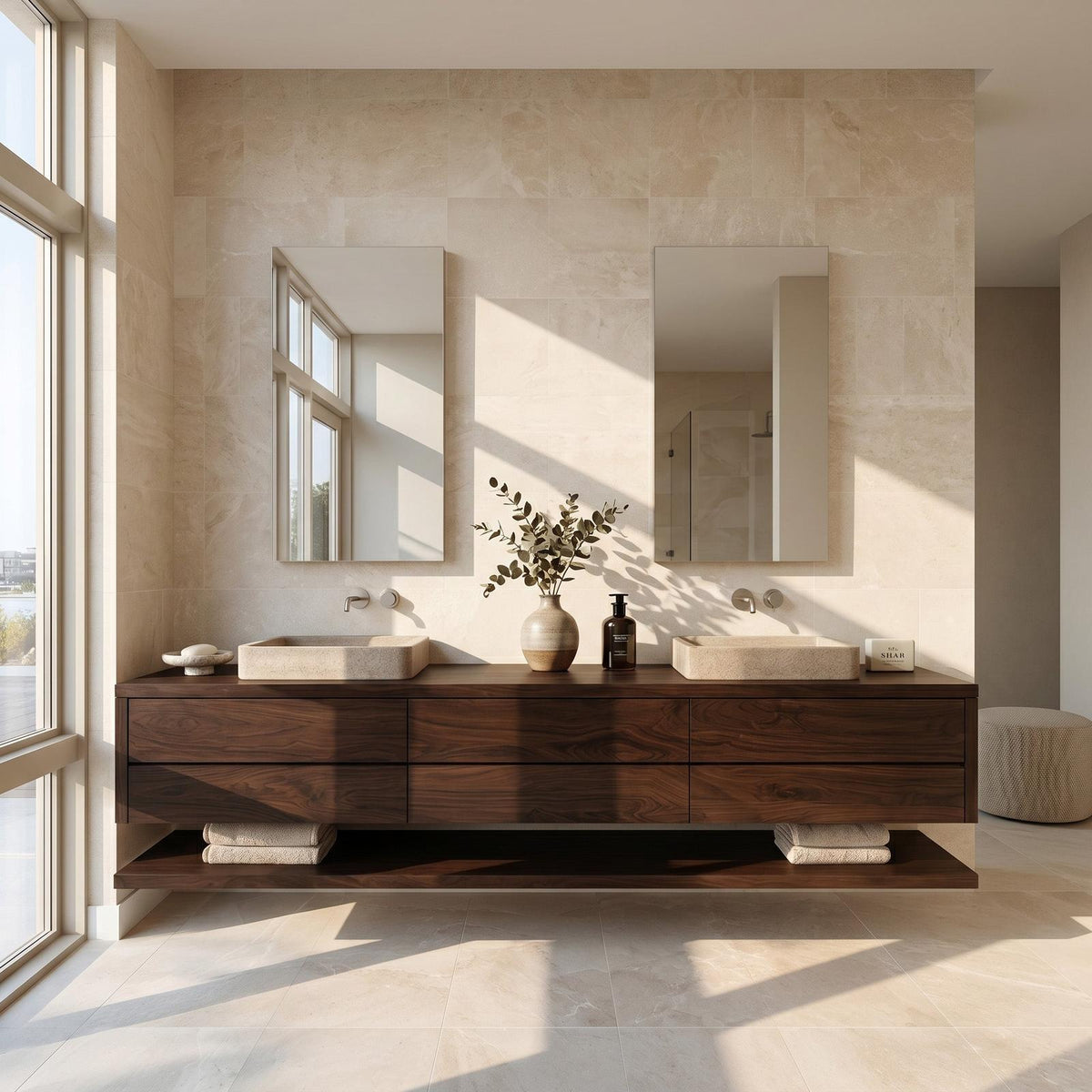 Contemporary Floating Bathroom Vanity With Multiple Drawers For Bathroom