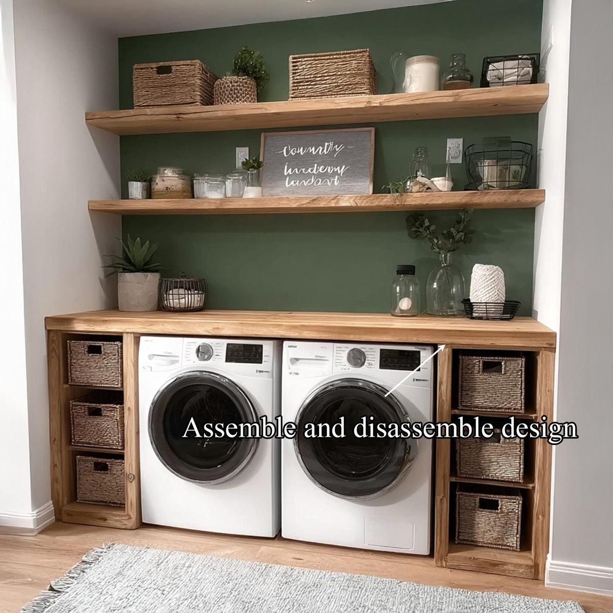 Laundry Furniture Set Solid Wood Custom Rustic Gift