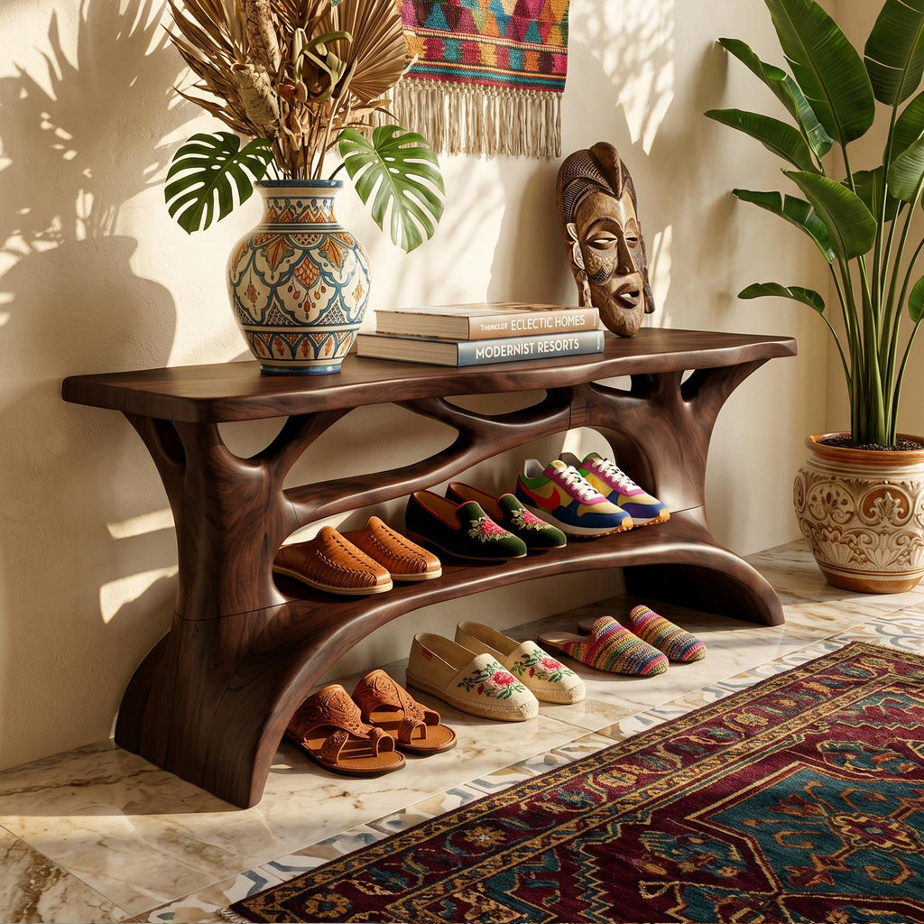 Minimalist Shoe Rack Shelf, Wooden Multi-Shelf Organizer for Mudroom Entryway Storage