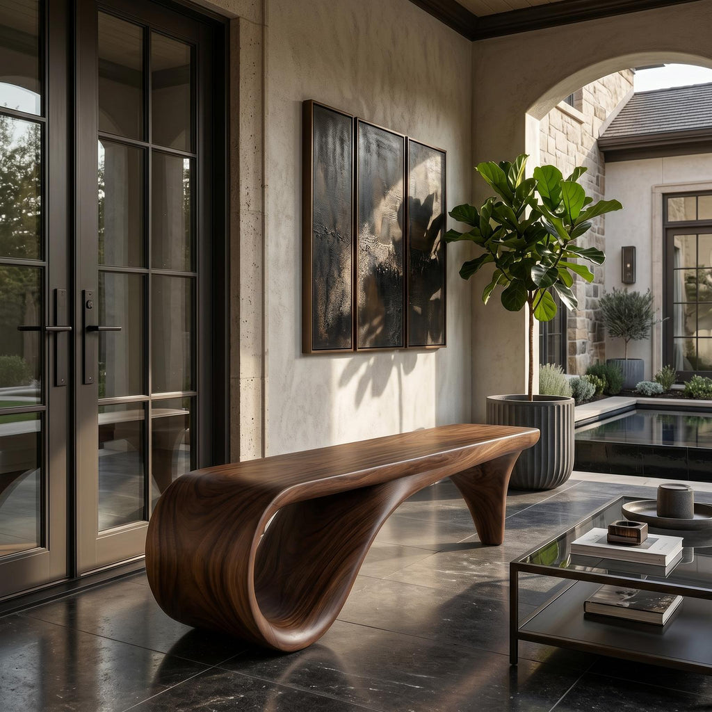 Live Edge Wooden Bench Rustic Interior