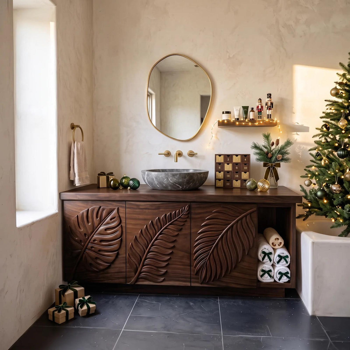 Handcrafted Rustic Xmas Bathroom Vanity Mountain Retreat