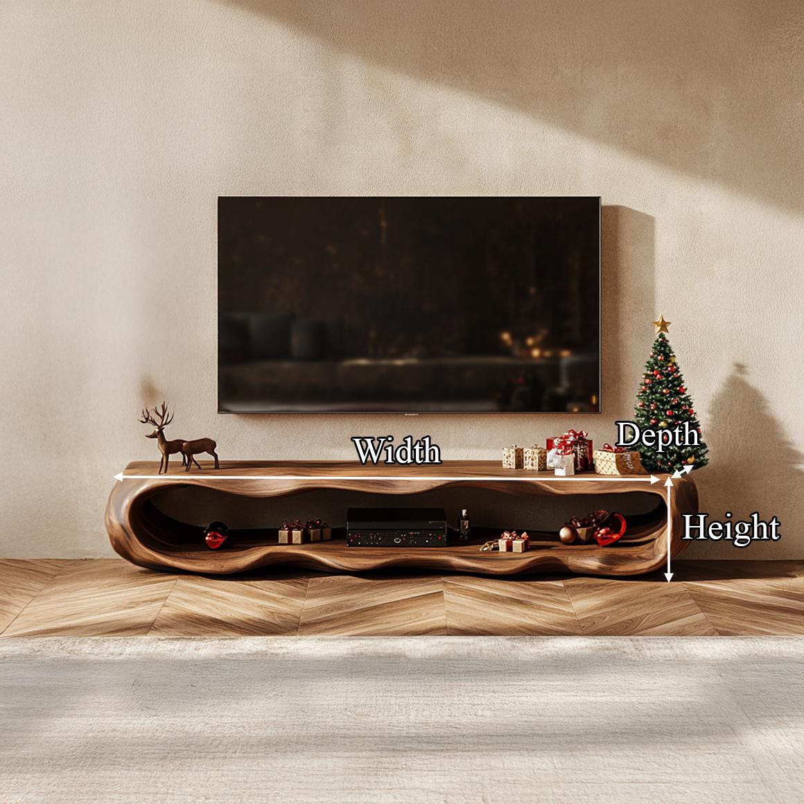 Rustic Wood TV Stand Cabinet, Farmhouse Solid Timber Media Console, Television Credenza Storage for Living Room