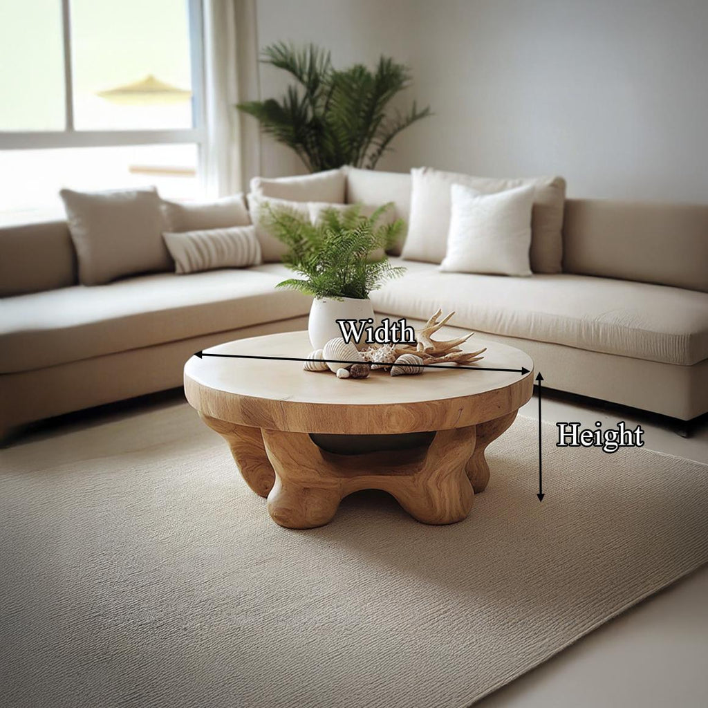 Spry Interior Mid Century Modern Solid Wood Coffee Table, Family Room Accent Center Table, Model SINLSACF153