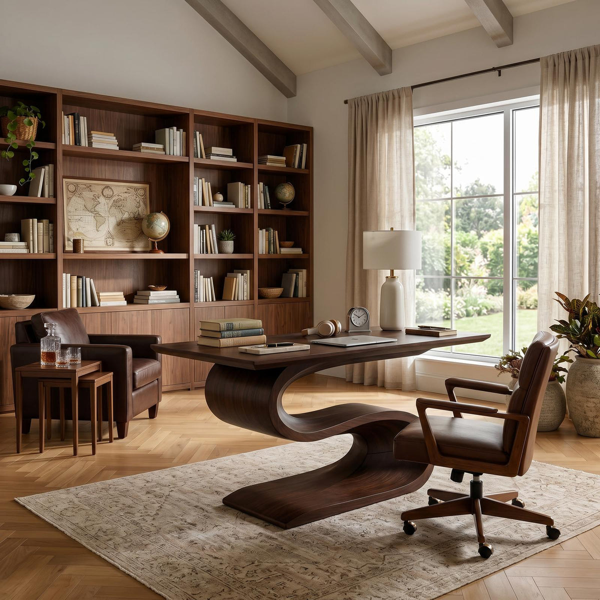 Contemporary Executive Desk For Open Workspace Interior Space