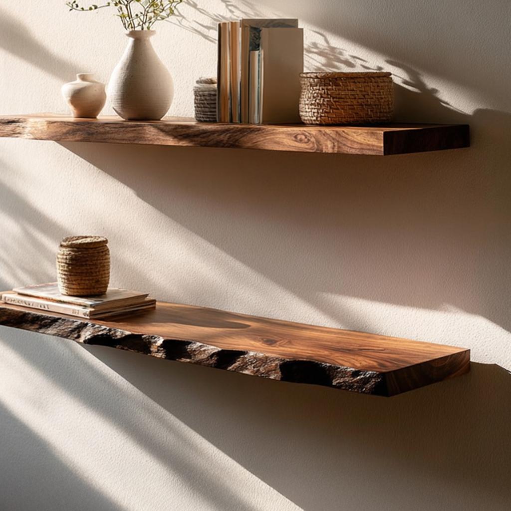 Rustic Floating Shelf Modern Living Room