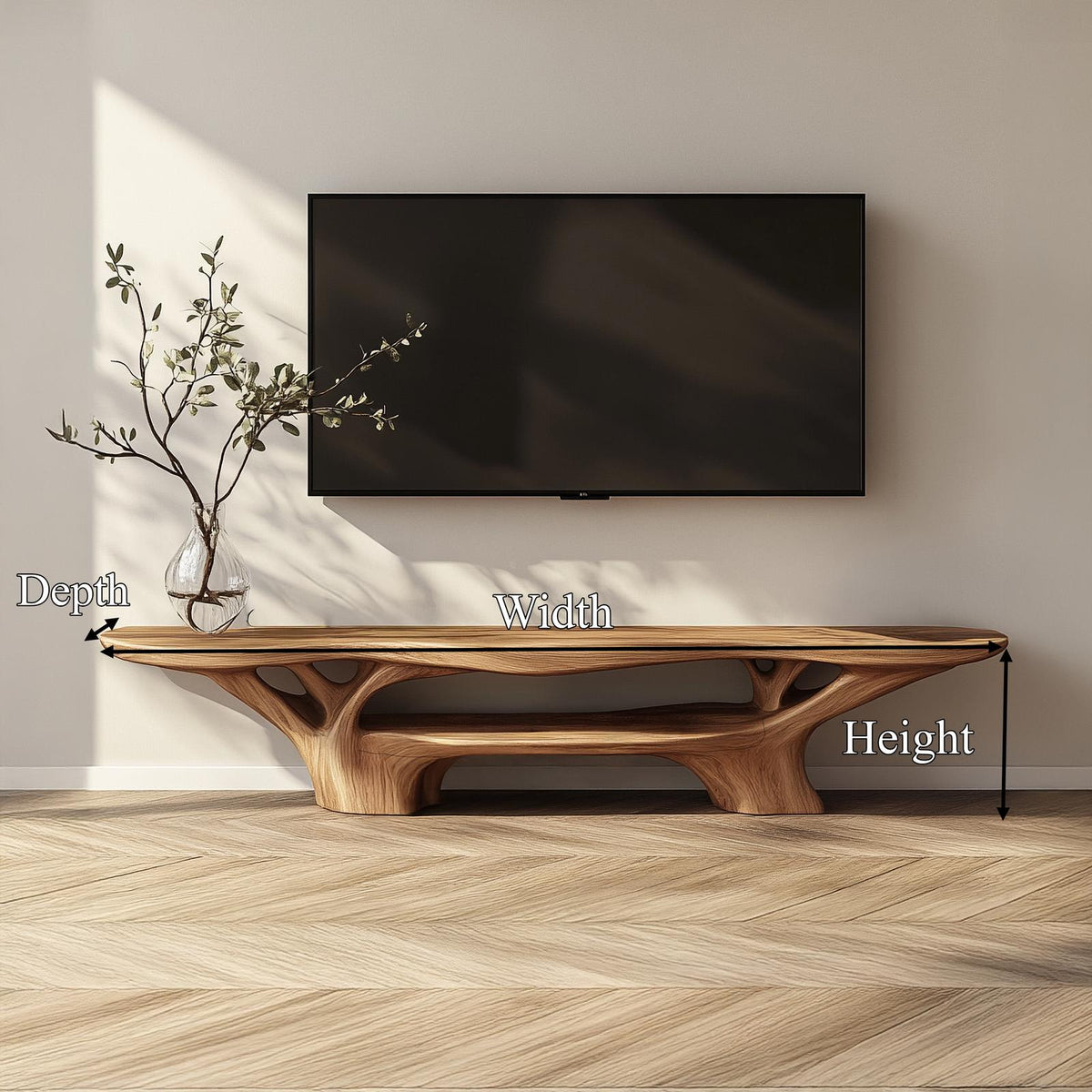 Rustic Solid Wood TV Stand, Reclaimed Barnwood Style Media Console Cabinet for Living Room & Study, Model