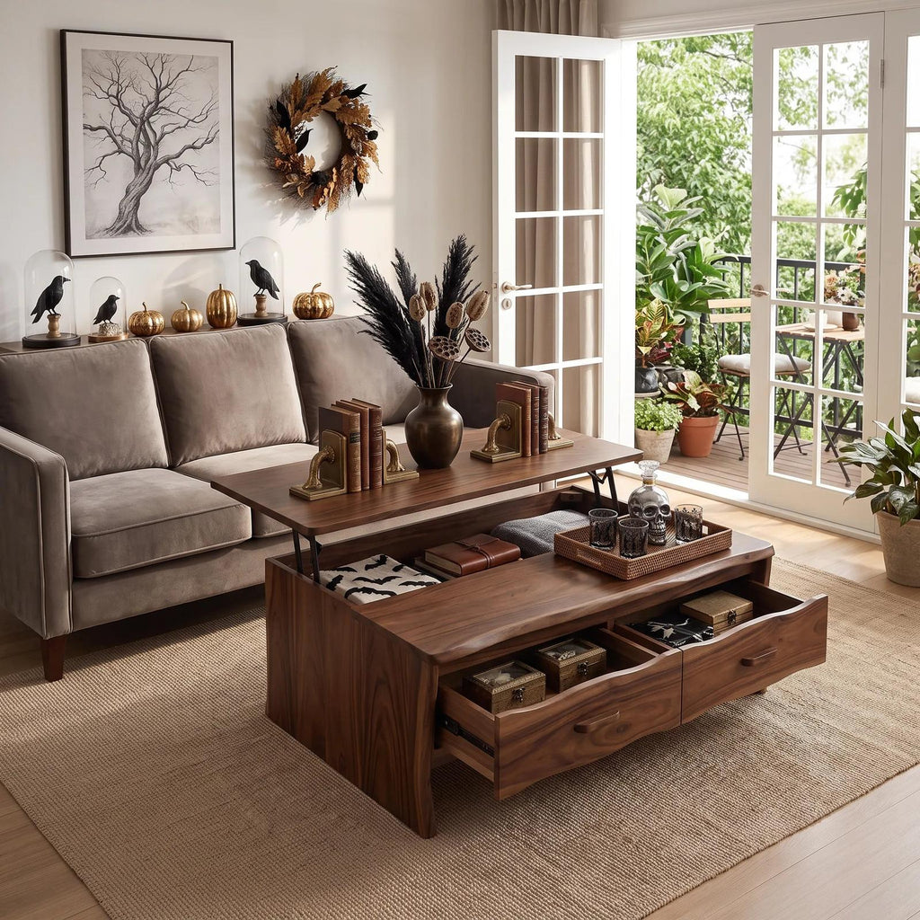Contemporary Halloween Lift Top Coffee Table City Apartment