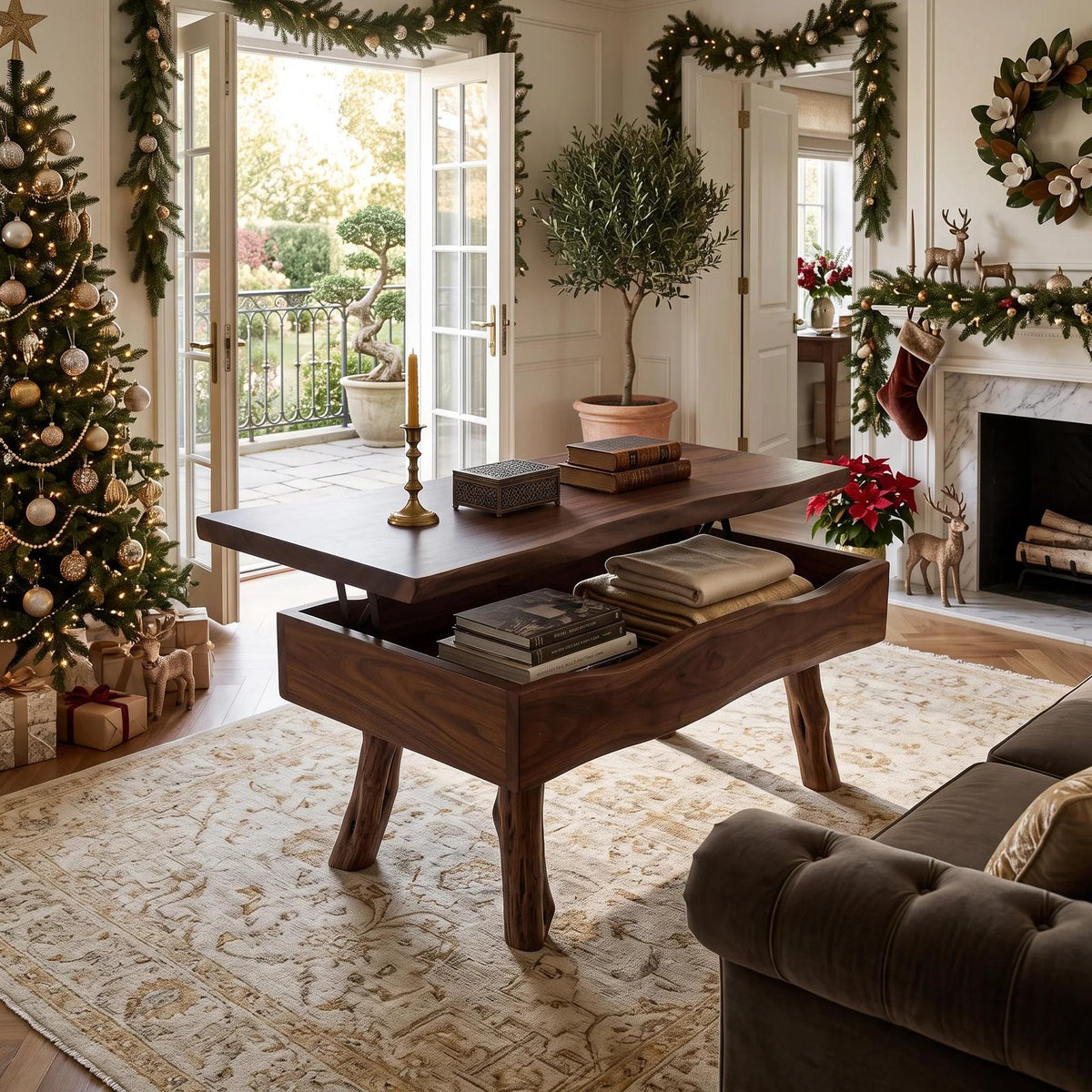 Rustic Xmas Live Edge Coffee Table Mountain Lodge