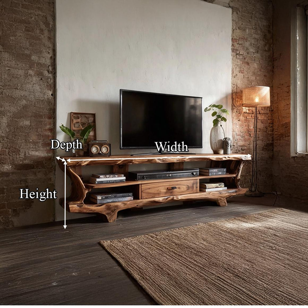 Rustic Solid Wood TV Stand Cabinet, Reclaimed Timber Media Console Credenza, TV Table for Living Room Furniture