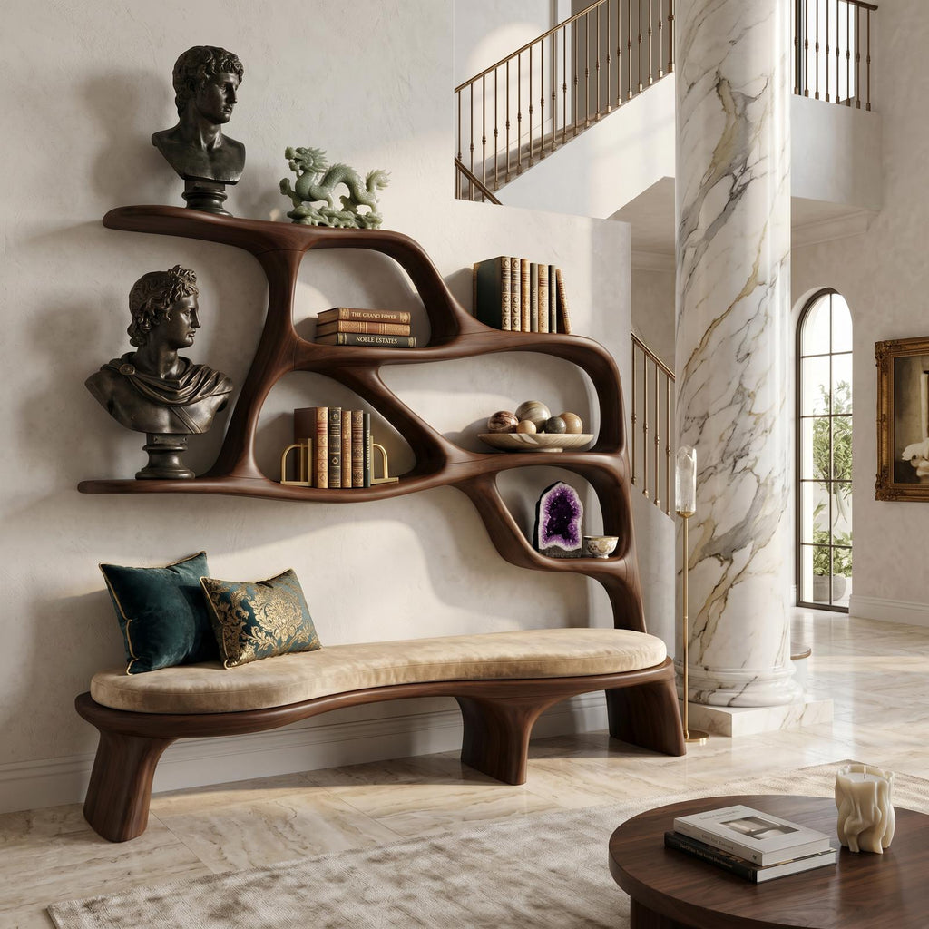 Minimalist Window Seat Bookcase For Modern Bedroom