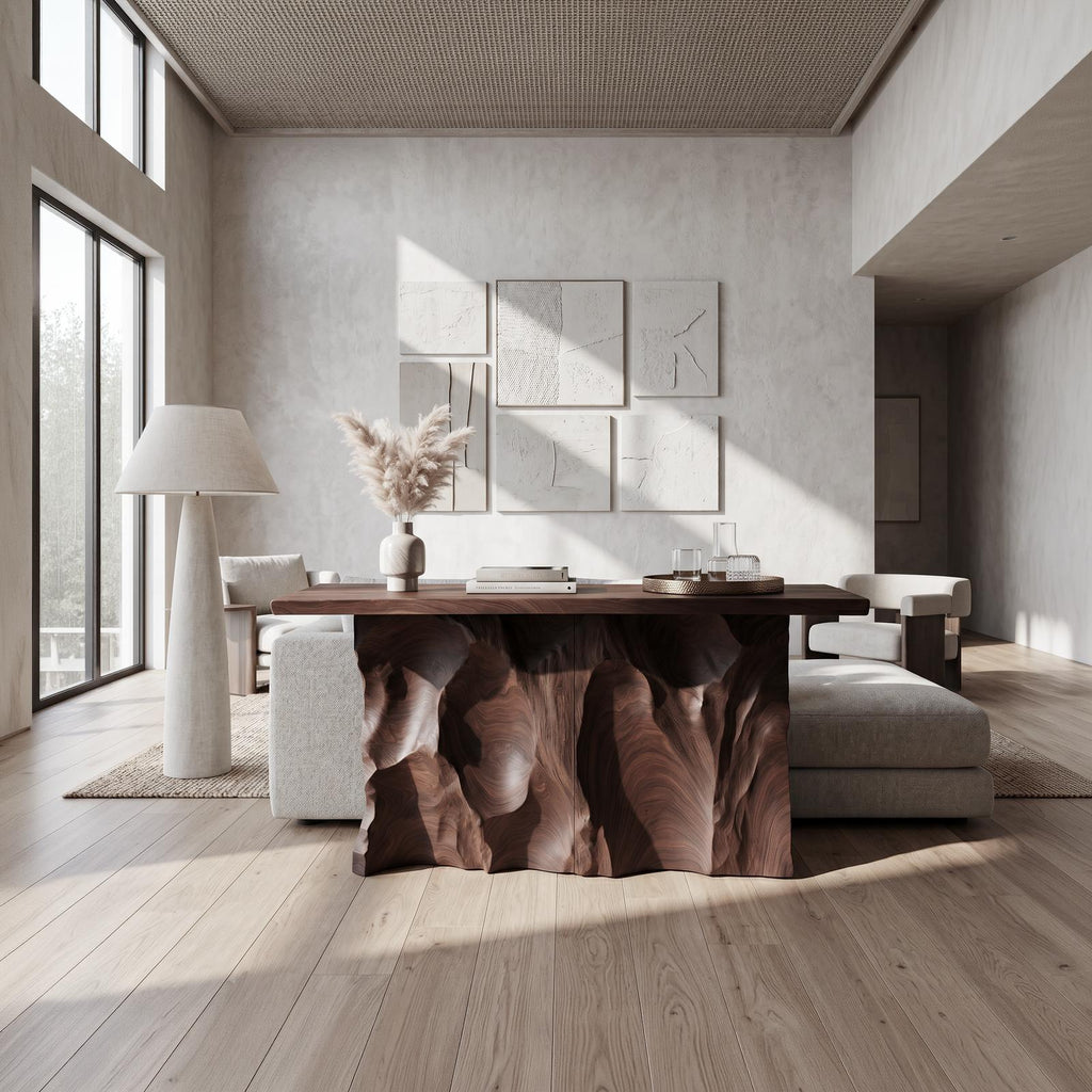 Minimalist Raw Edge Hall Table For Apartment Entryway Space