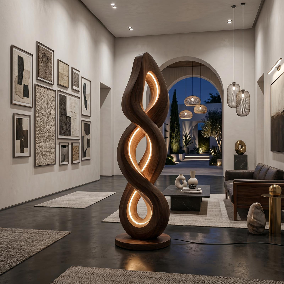 Organic Helix Lamp With Shelf For Interior