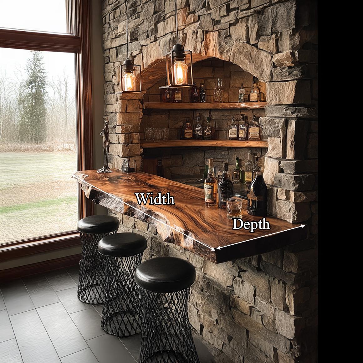 Rustic Live Edge Bar Shelf Home Decor