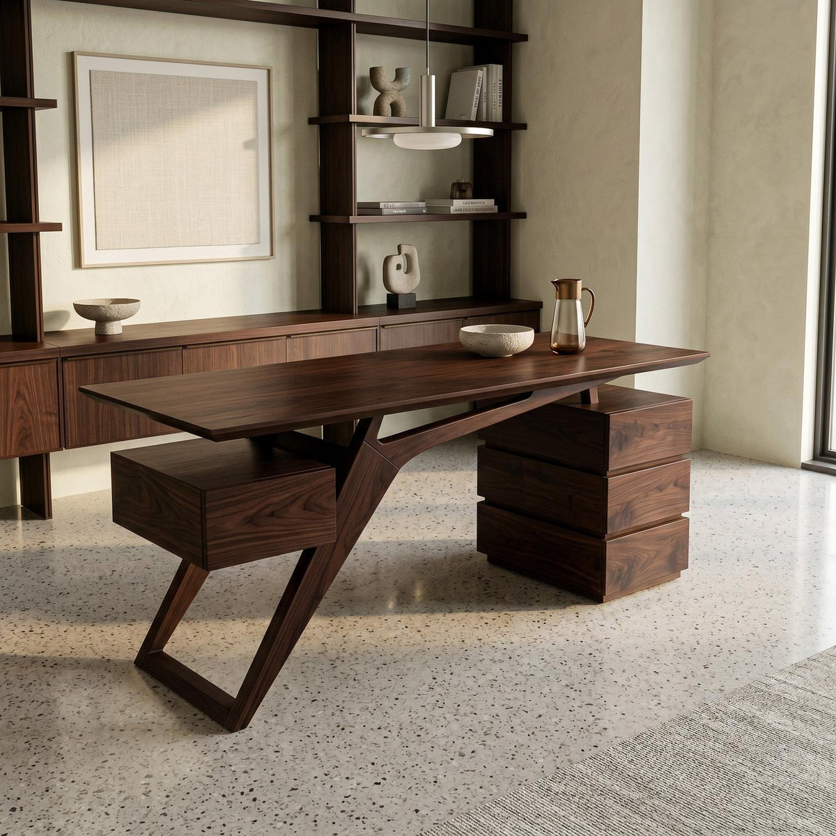 Modern Executive Desk With Sculptural Geometric Design For Workspace