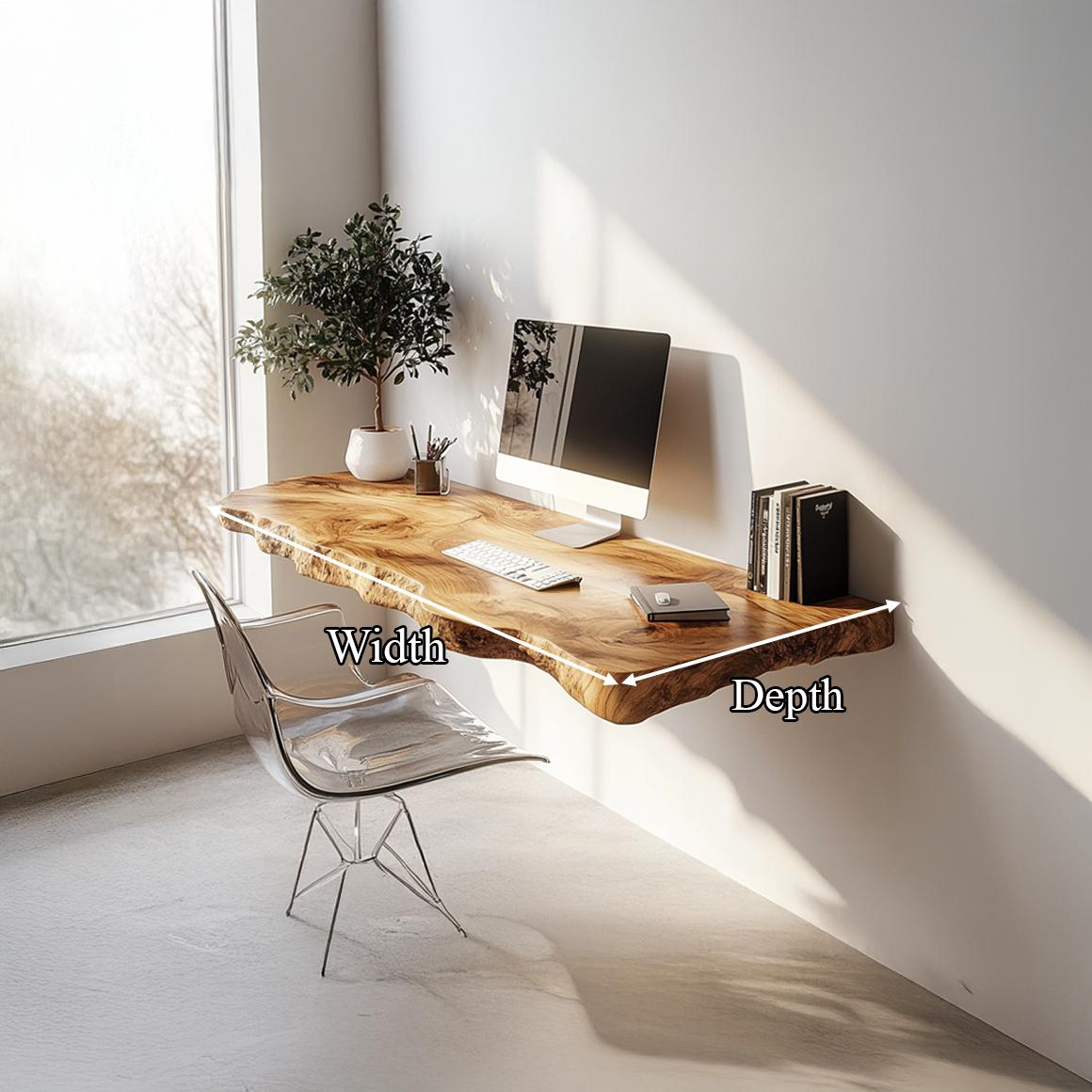 Rustic Live Edge Floating Desk Office Or Bedroom