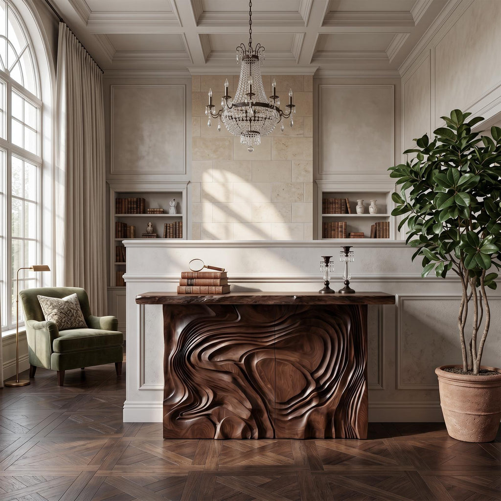 Scandinavian Organic Edge Accent Table For Entry Hall Interior