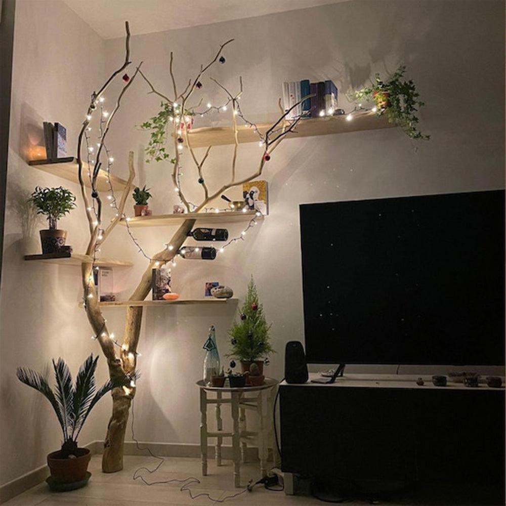 Natural Tree Branch Corner Shelf Wood Bookcase Wall Custom Cat Tree