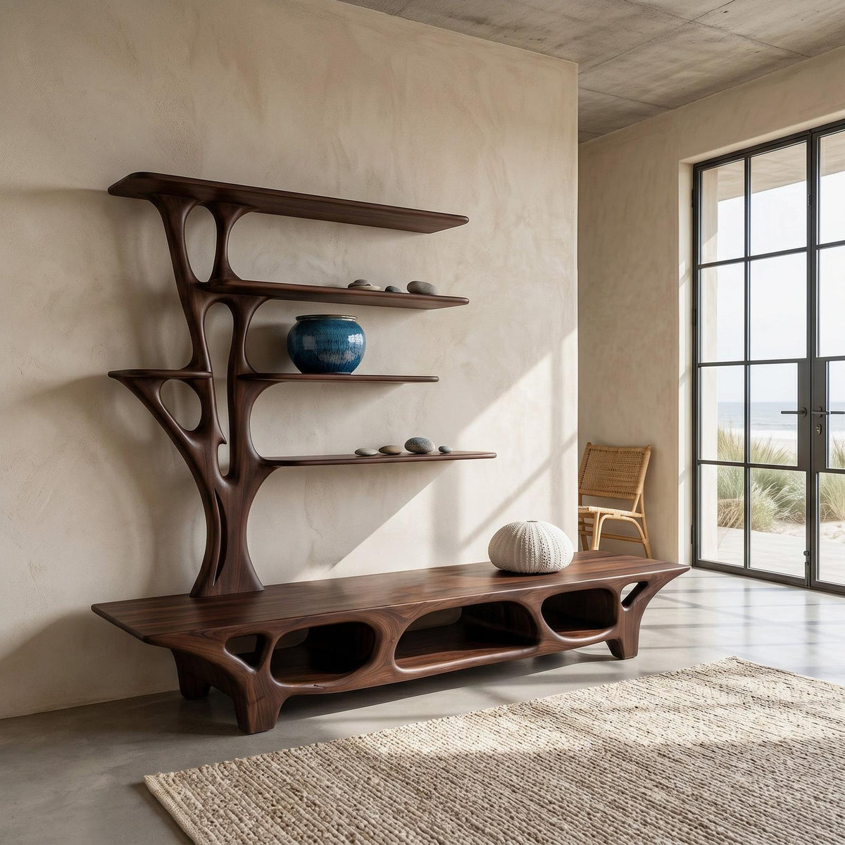 Modern TV Cabinet With Open Storage Compartment For Home Decor