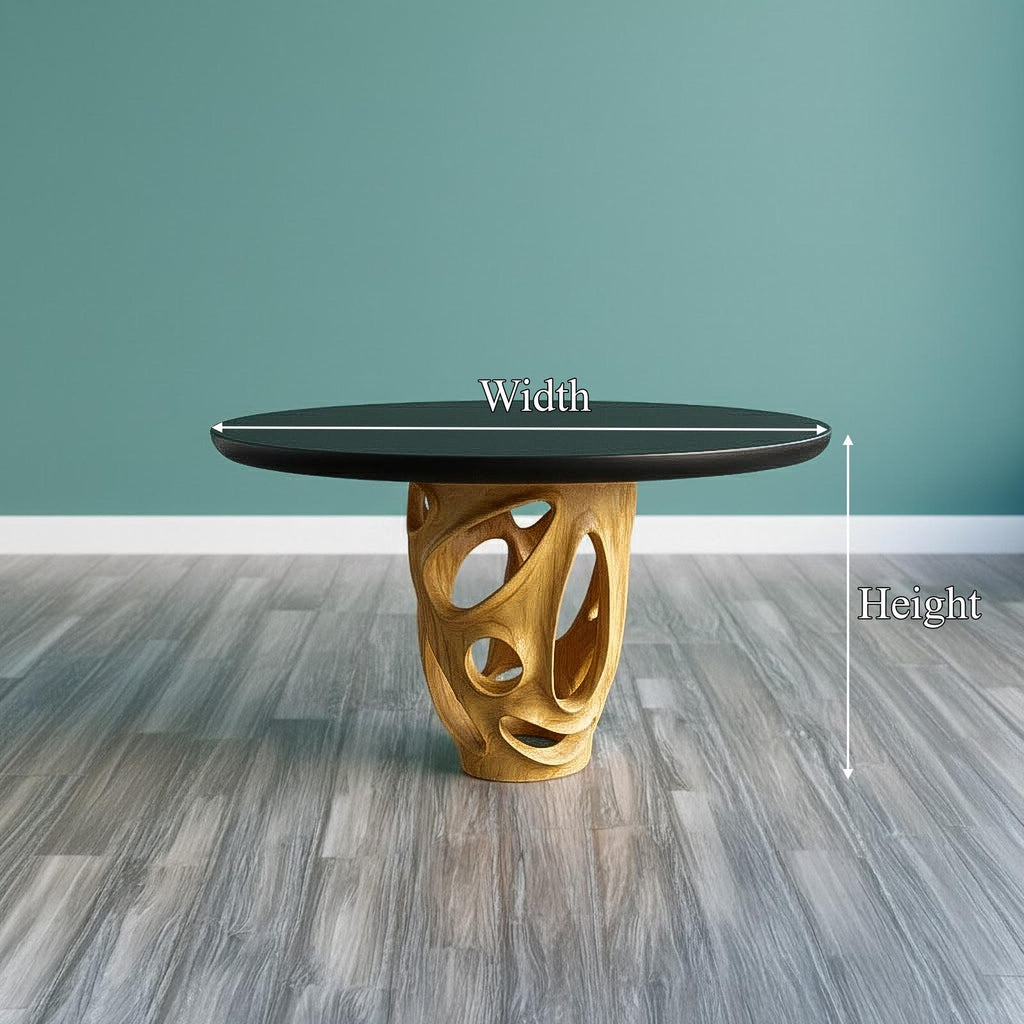 Rustic Solid Wood Round Coffee Table, Handcrafted Natural Wood Circular Center Table for Living Room, Accent Decor