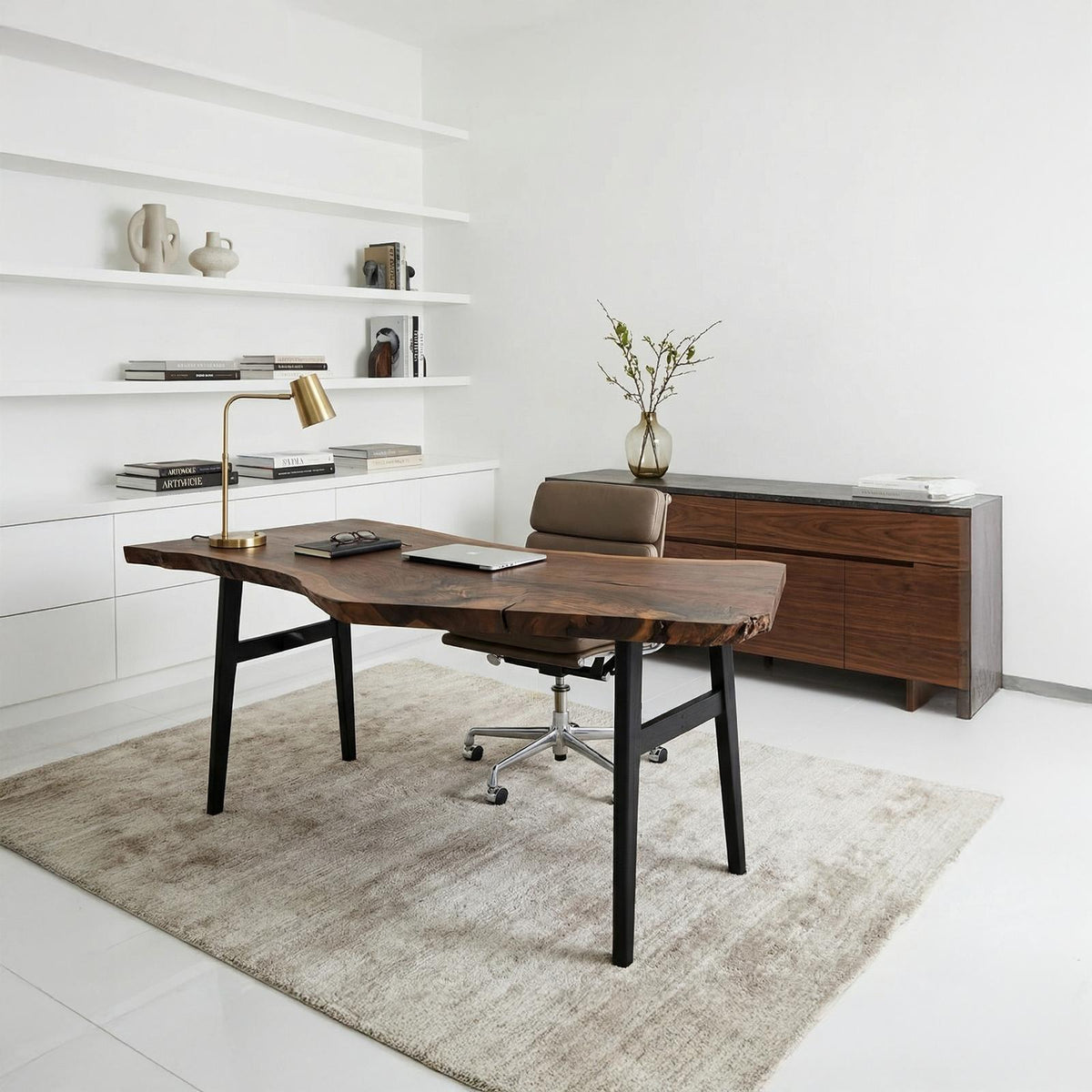 Modern Work Desk, Solid Wood Writing Table, Home Office computer & Study Room Desk Workstation