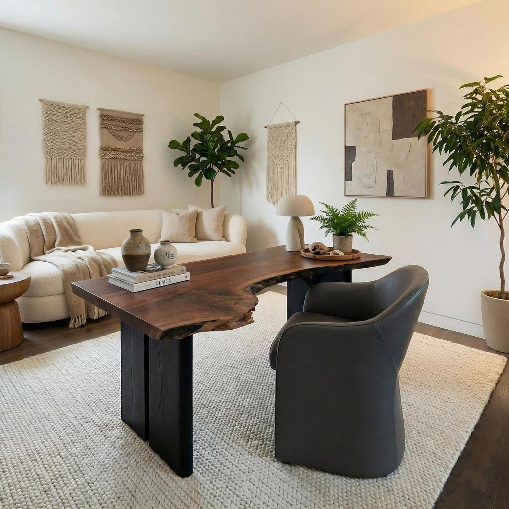 Modern Solid Wood Office Desk, Executive Writing Table & Study Workstation for Home Office, Workspace
