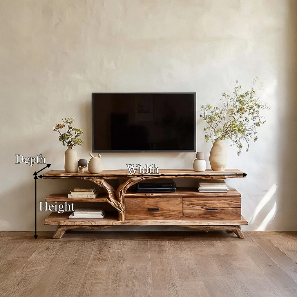 Rustic Wood TV Storage Console Cabinet, Media Entertainment Center for Living Room & Family Space