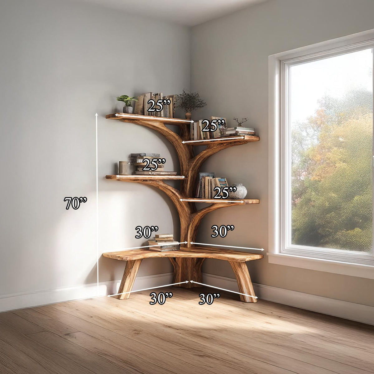 Rustic Tree Wall Shelf Living Room SINLSATB220