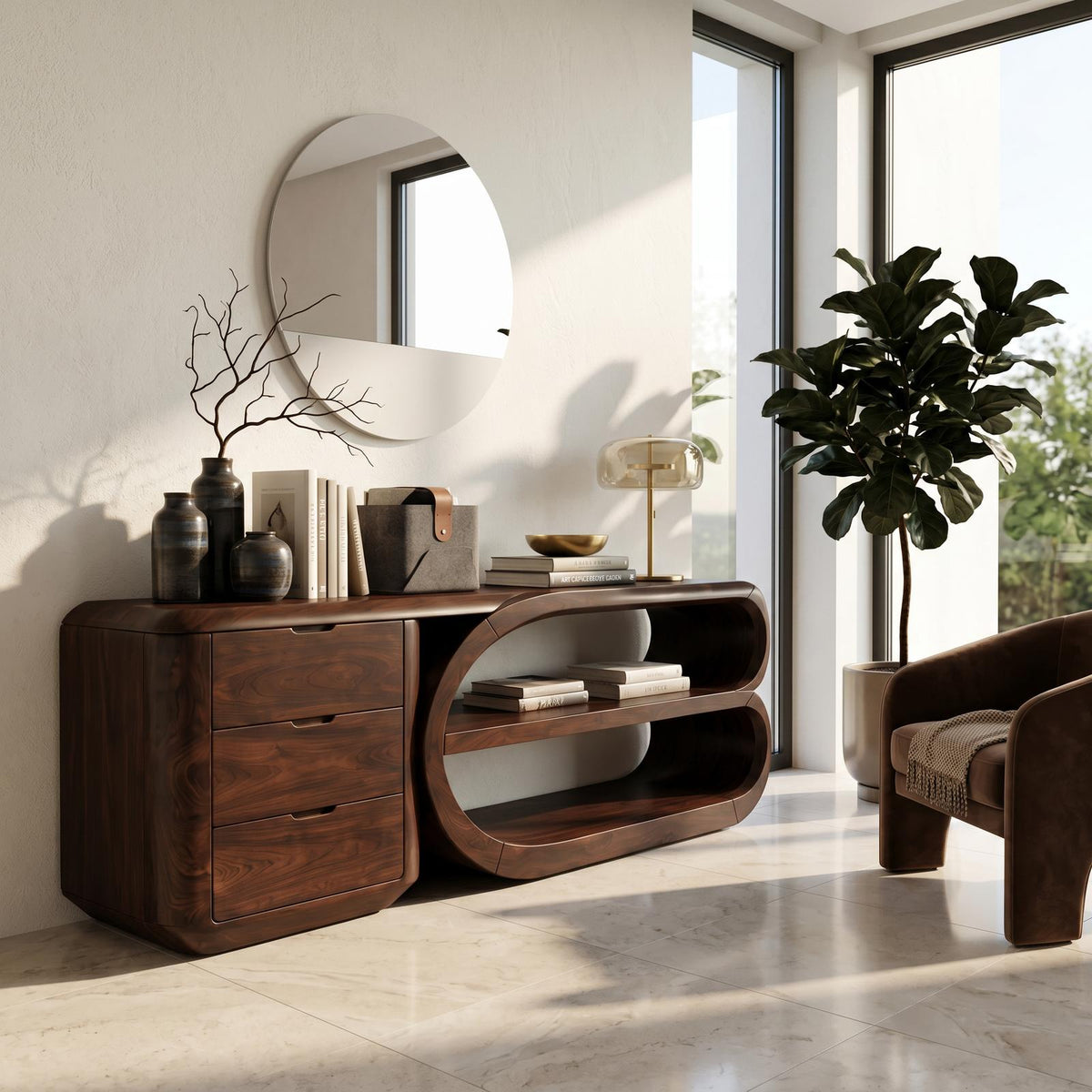 Organic Geometric Console Table Luxury Entryway