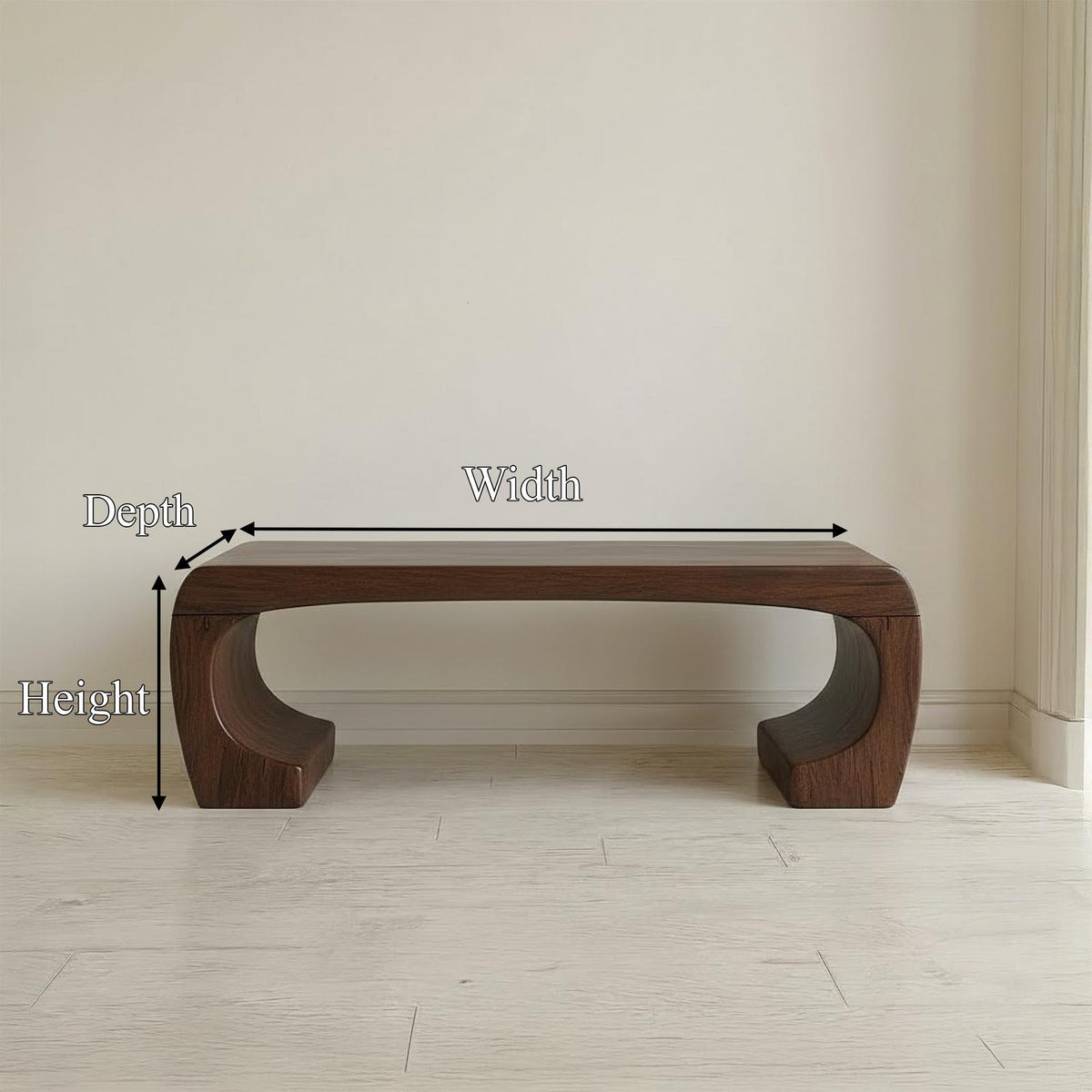 Mid Century Sculptural Bench For Living Room Or Entryway