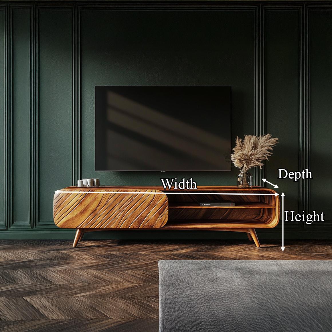 Organic Modern Wooden TV Stand Living Room Interior Decorative Storage