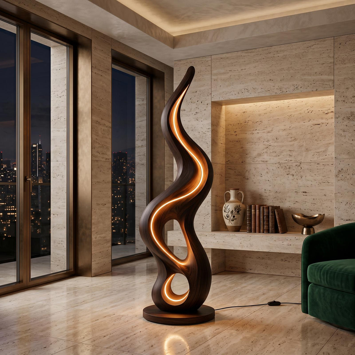 Organic Liquid Lamp With Shelf For Bedroom