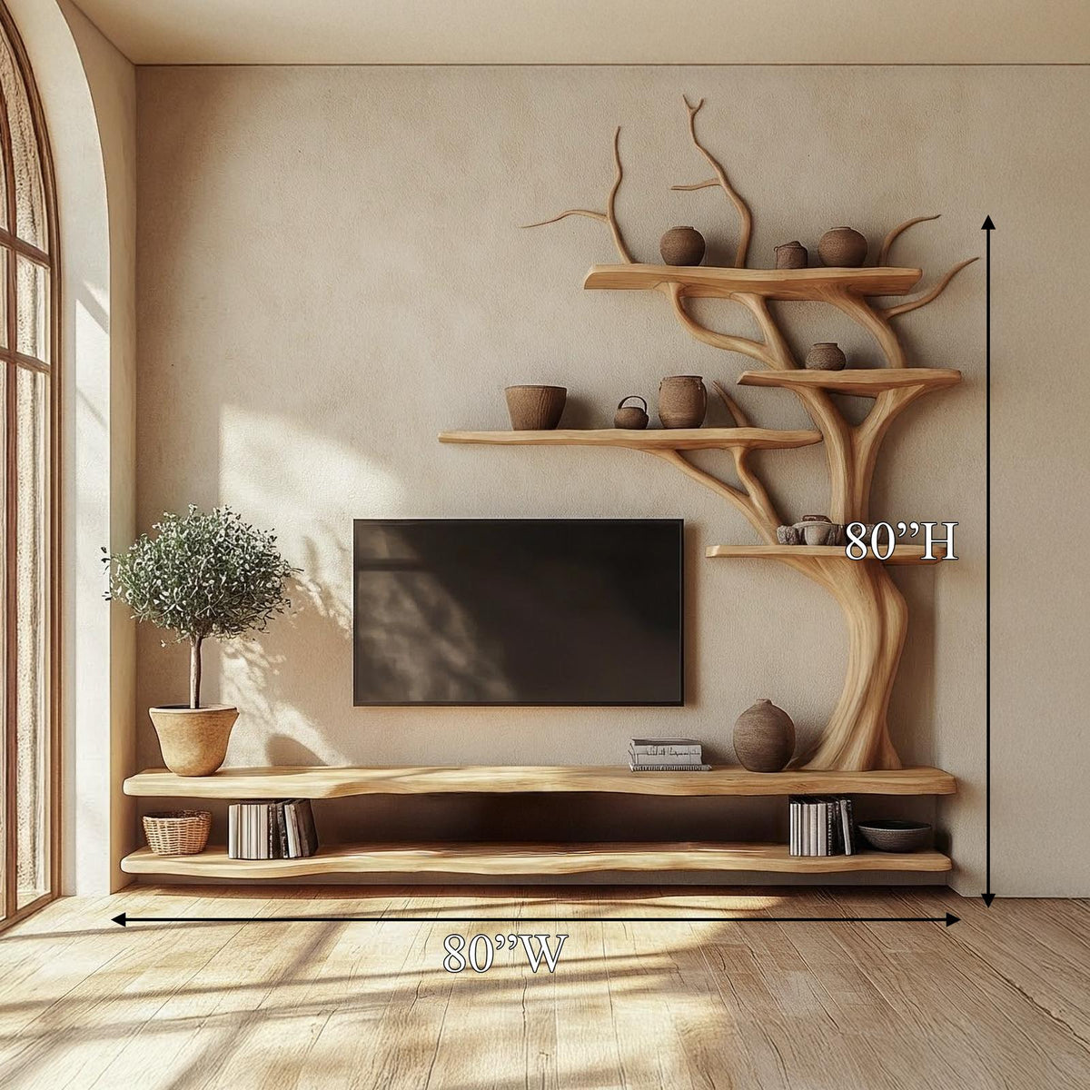Rustic Tree Inspired TV Stand For Living Room And Family Space