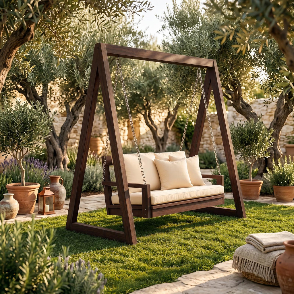 Luxury Wooden Swing Sofa Water Garden Retreat