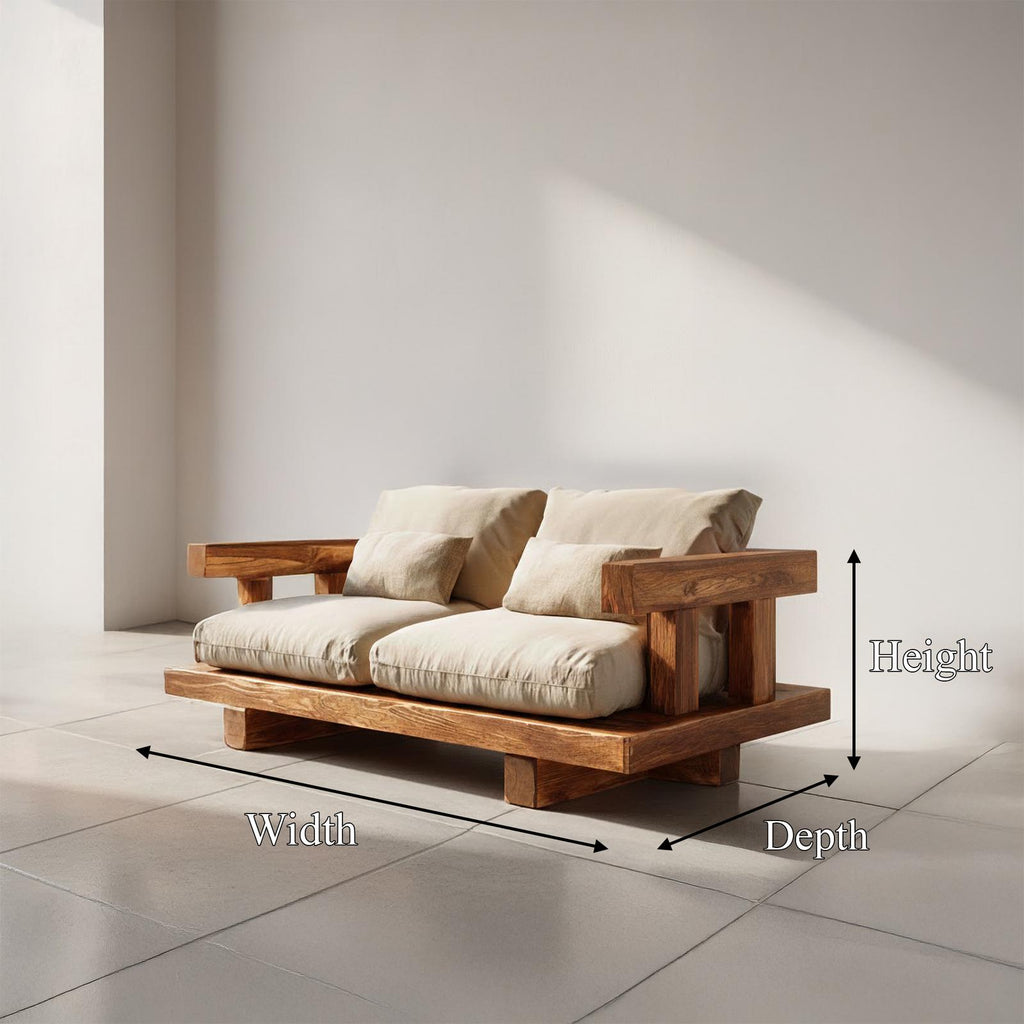 Modern Solid Wood Platform Sofa Living Room Minimalist Lounge Couch