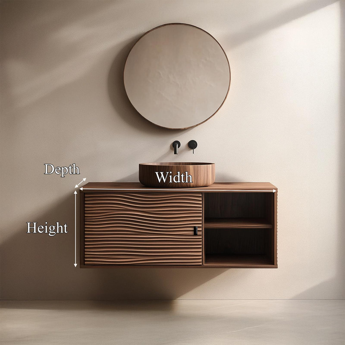 Mid Century Cabinet Bathroom Vanity Floating Wood Bathroom SINLSABRV237