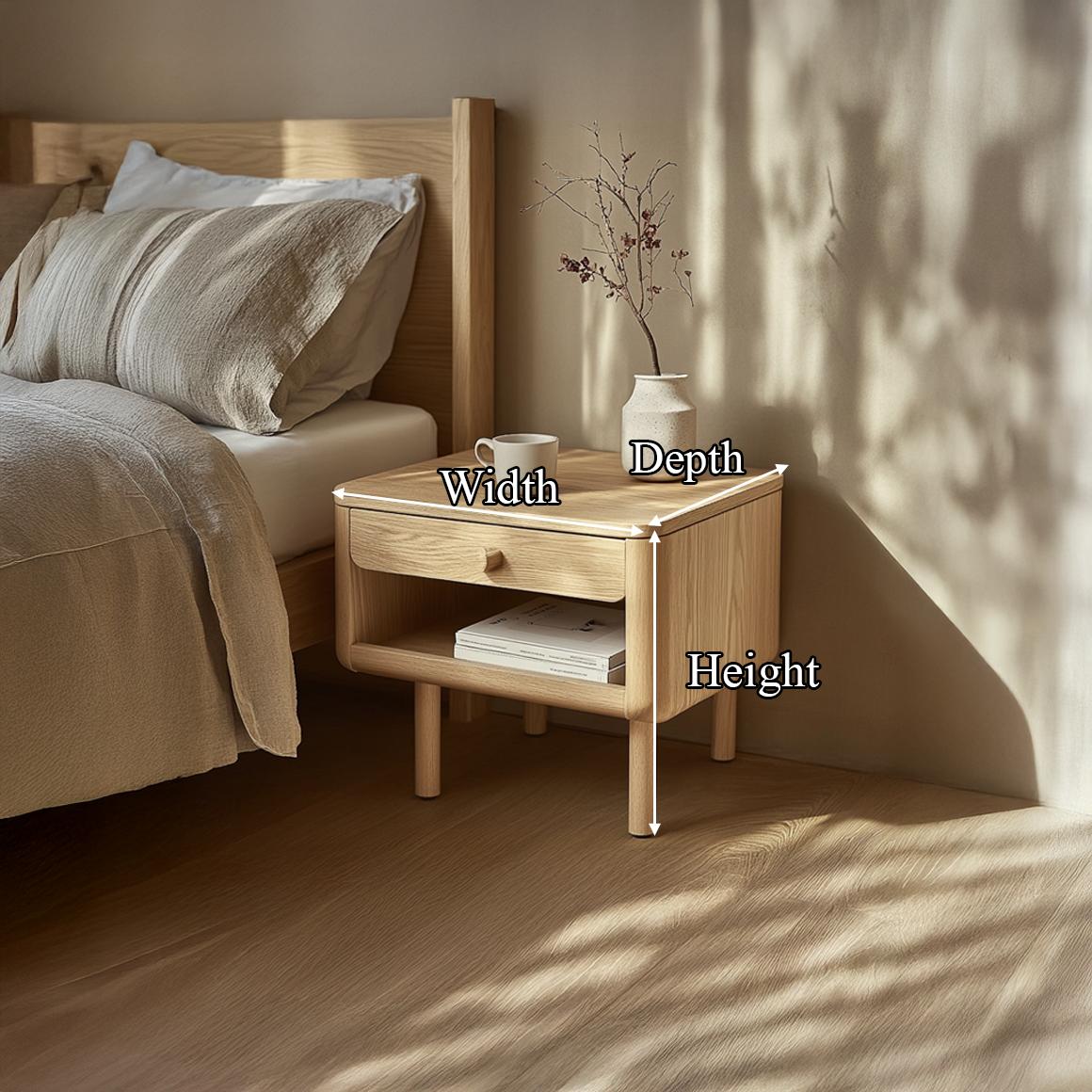 Spry Interior Mid Century Modern Nightstand, Solid Wood Bedroom Bedside Table with Storage Shelf, Rustic End Accent Table, Handcrafted SINLSABT176