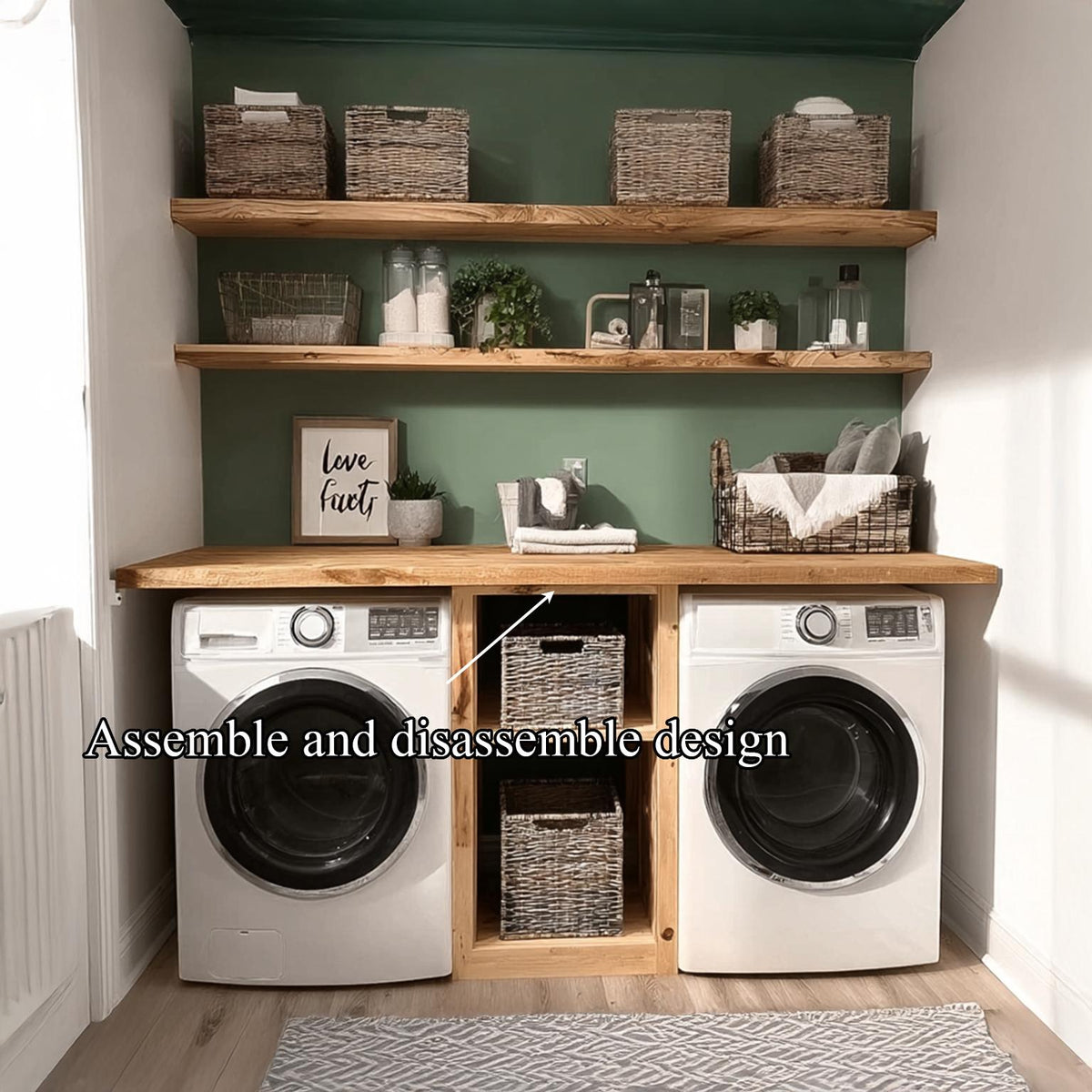 Laundry Nook Shelf Handmade Rustic Wood Gift