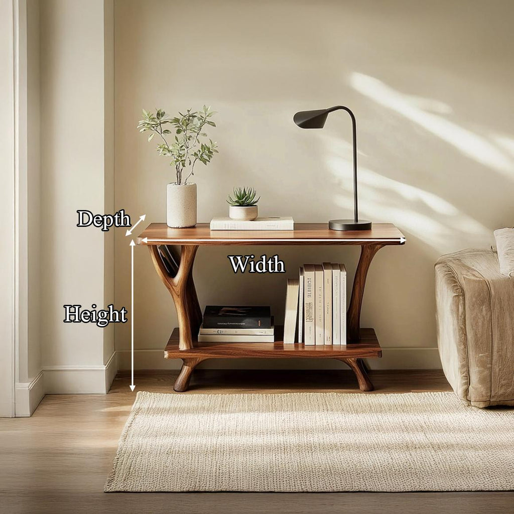 Mid-Century Modern Side Table, Solid Wood End Table for Living Room Sofa & Accent Nightstand, Handcrafted Wooden Furniture