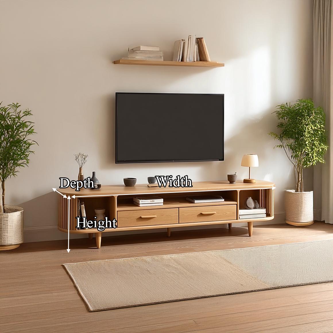 Mid-Century Solid Wood TV Stand, Retro Media Console Cabinet, Television Credenza for Bedroom & Living Room