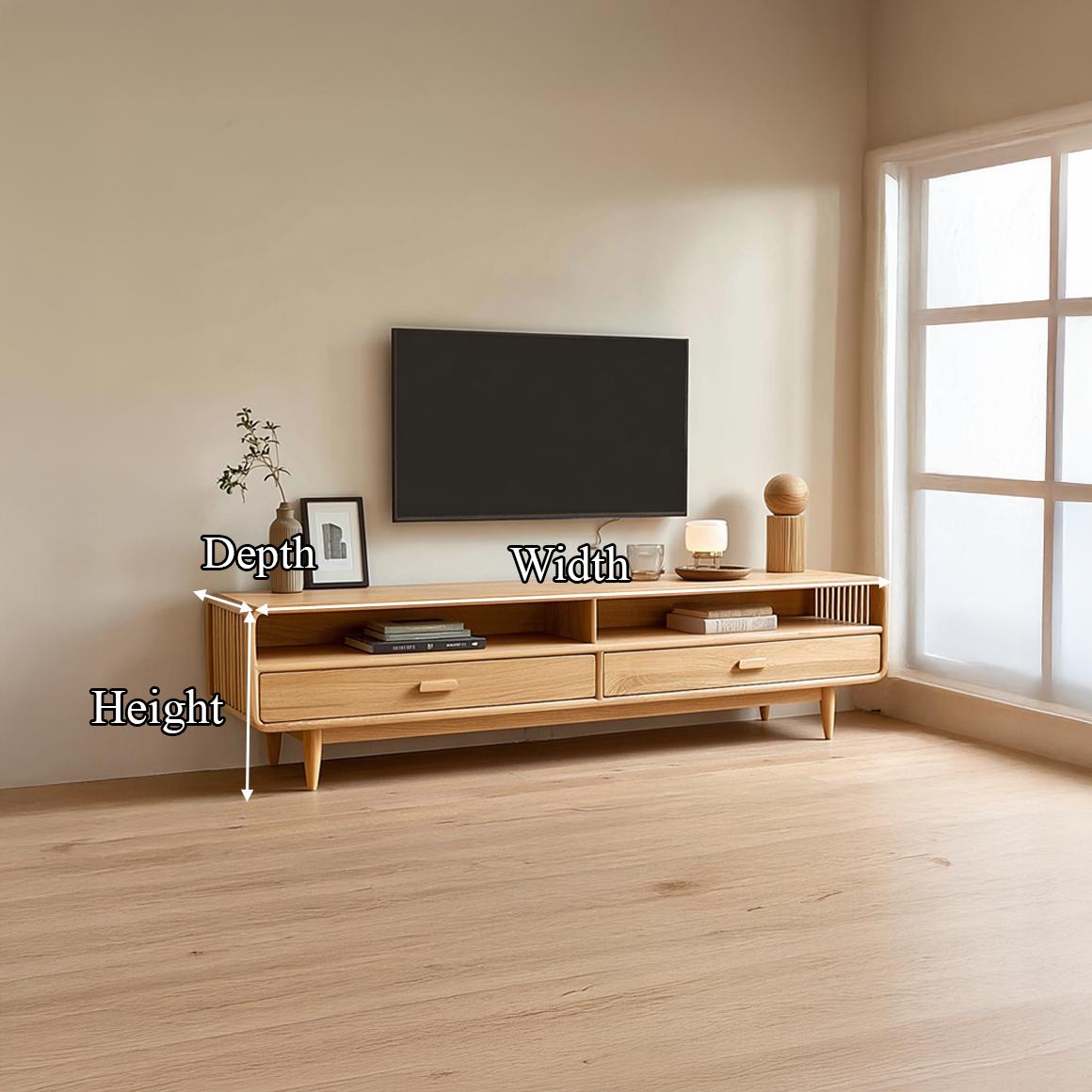 Mid-Century TV Cabinet, Modern Solid Wood Media Console, Low Profile Television Stand for Living Room