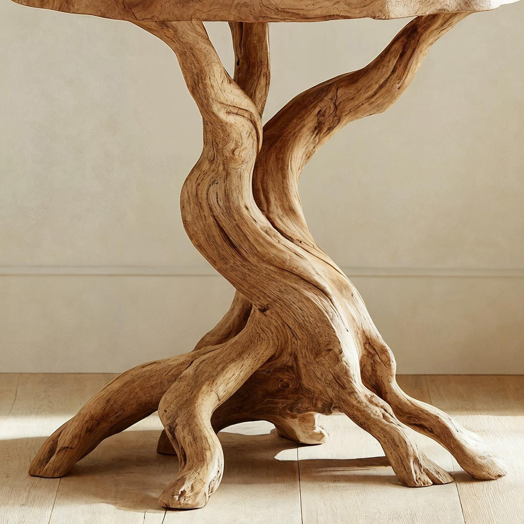 Rustic Round End Table Solid Wood End Table