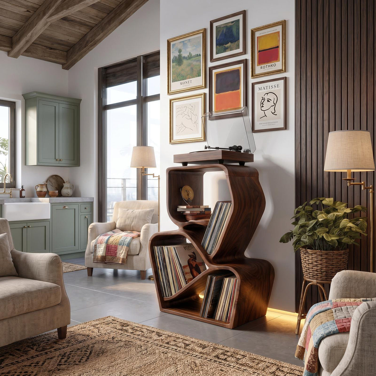 Rustic Media Console With Shelves For Bedroom Decor